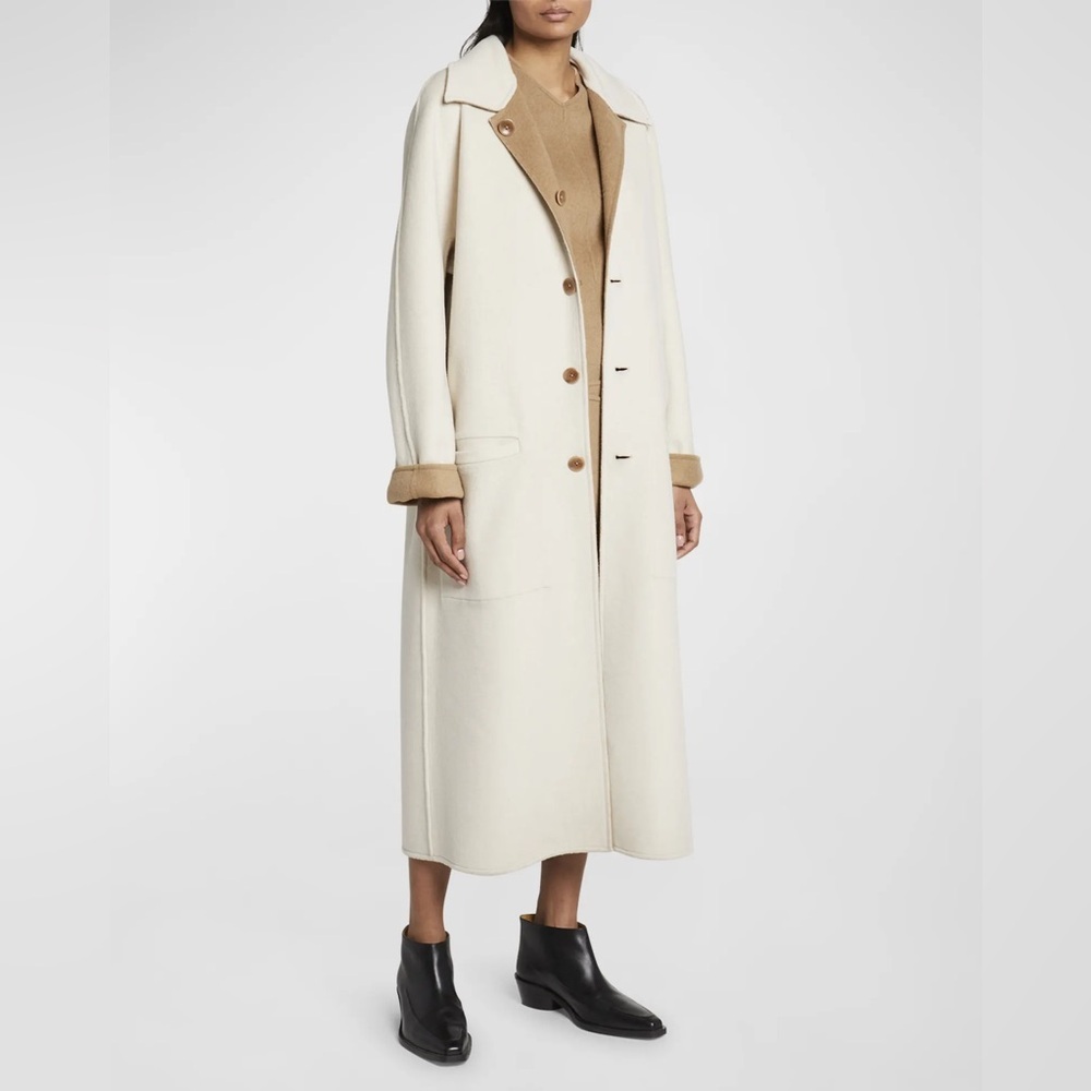 NWT Proenza Schouler White Label Reversible Double Face Coat Wool Tan Ivory Sz M - Picture 4 of 16